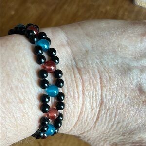 Elegant Black and Blue Beaded Bracelet